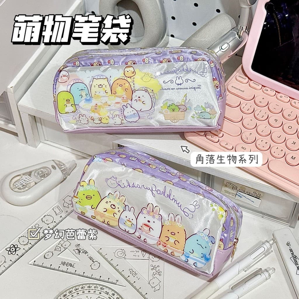Canto estilo japonês biológico lápis caso caixa de papelaria lápis estudantes da escola primária grande capacidade bonit