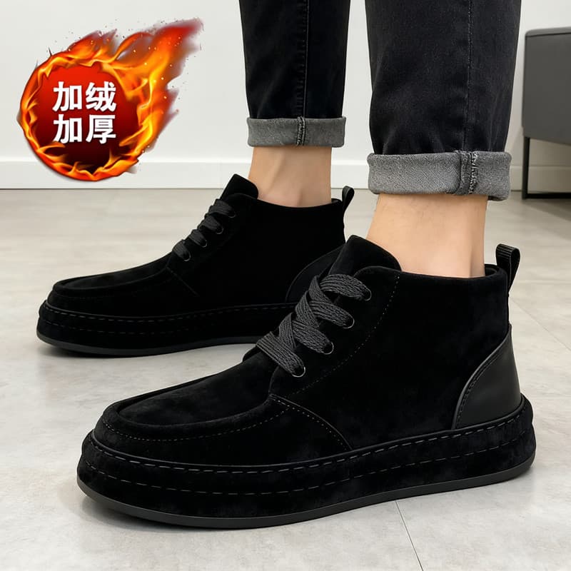 Sapatos masculinos de alta qualidade inverno 2025 novo estilo forro de lã engrossado quente dois sapatos de algodão camu