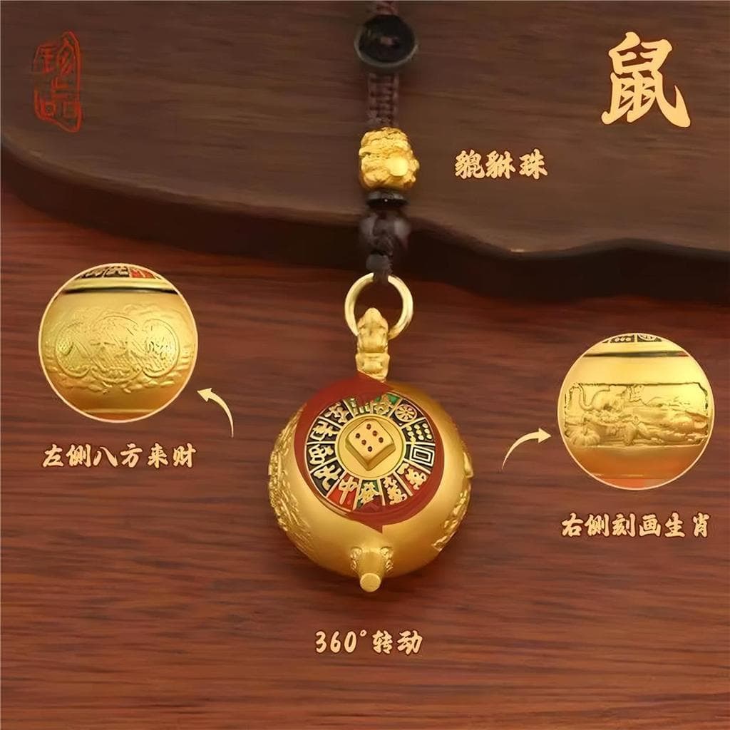 W Win Hu Win Handle Pot Mahjong Pingente Zodíaco Chaveiro Rotativo Pequeno Bule Alça Pote Presente