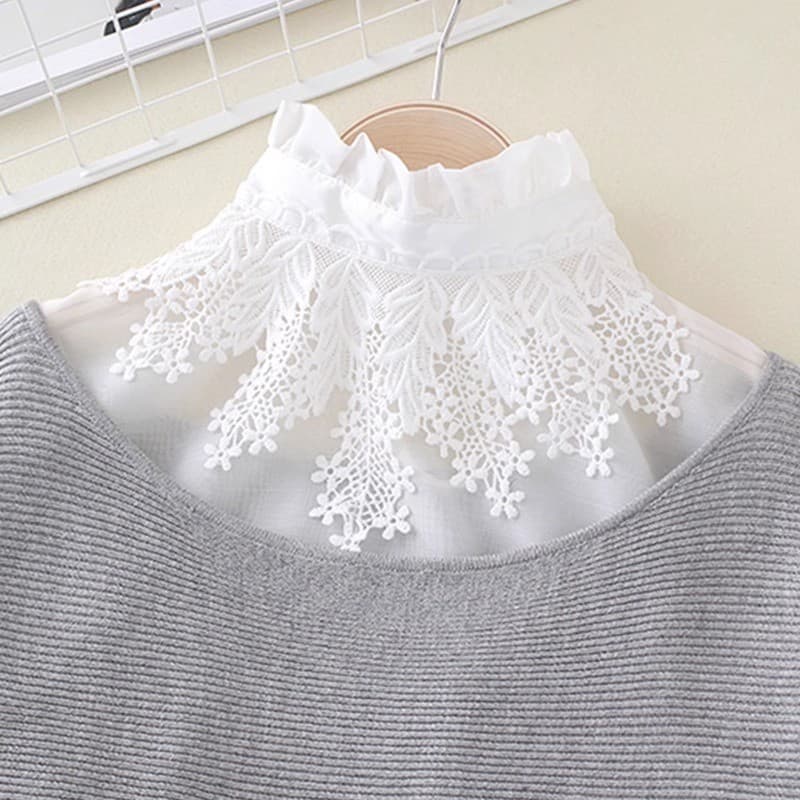 Gola de renda colar falso feminino outono inverno All-Match coreano renda oco branco camisola interna redução de idade c
