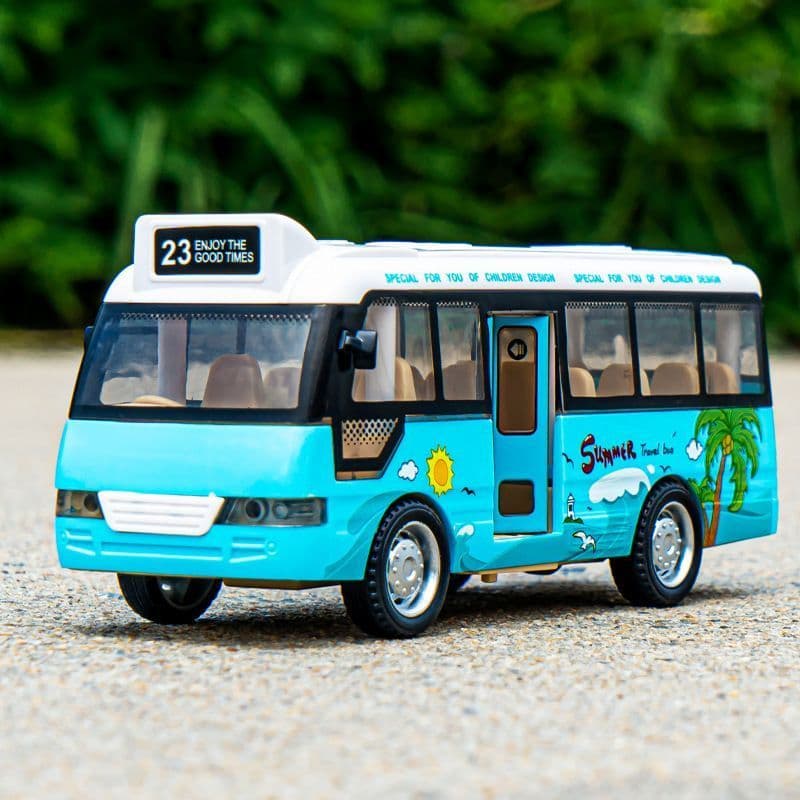 Crianças brinquedos som luz brinquedos porta aberta ônibus inercial simulação brinquedo carro ônibus menino modelo prese