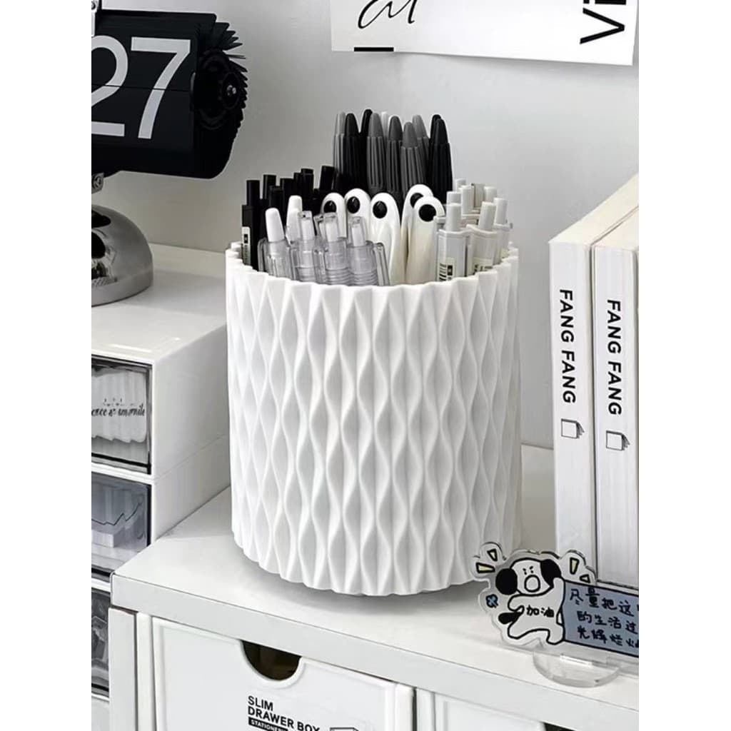 Suporte de caneta rotativo caixa de armazenamento de grande capacidade Desktop caneta de maquiagem papelaria inserção mo
