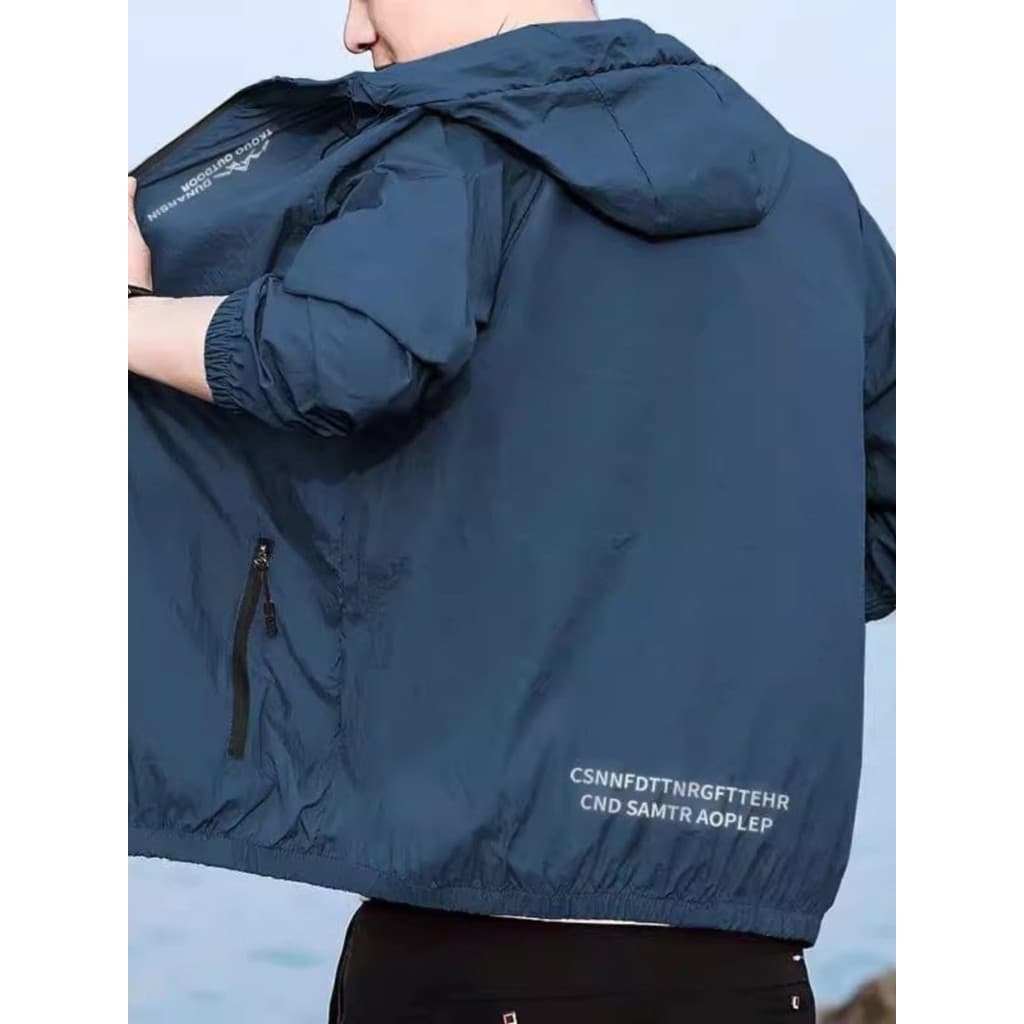 Jaqueta masculina de manga comprida de seda gelada plus Size solta gola alta protetor solar roupas de secagem rápida res