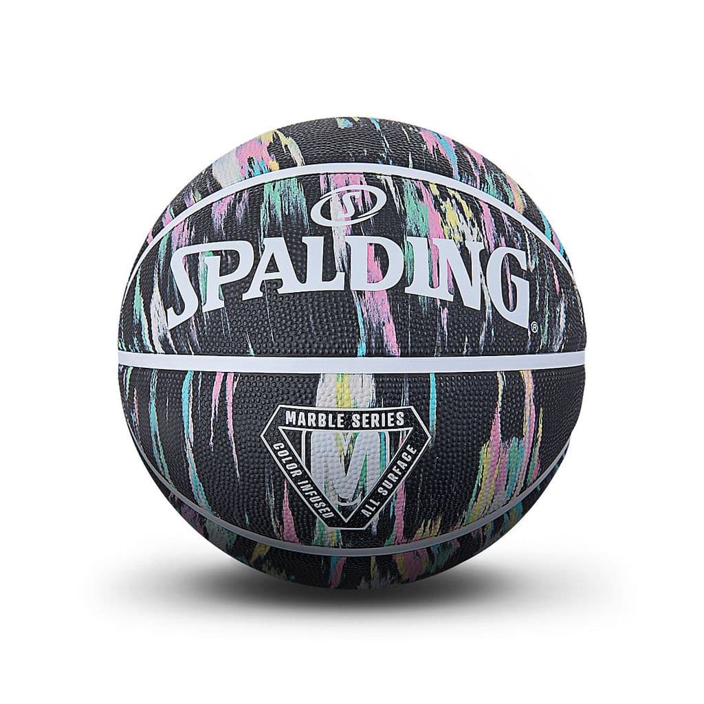 Spalding Basquete Mármore Preto Basquete De Borracha Ao Ar Livre No. Presente de bola de flor de 7 bolas 84-405Y