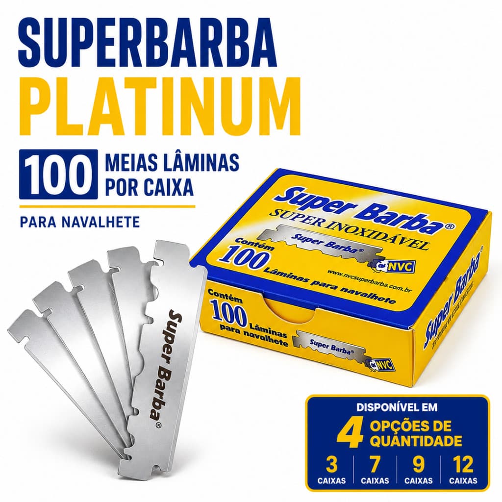 Meia Lâmina SuperBarba Platinum Amarela Original Caixa C/100