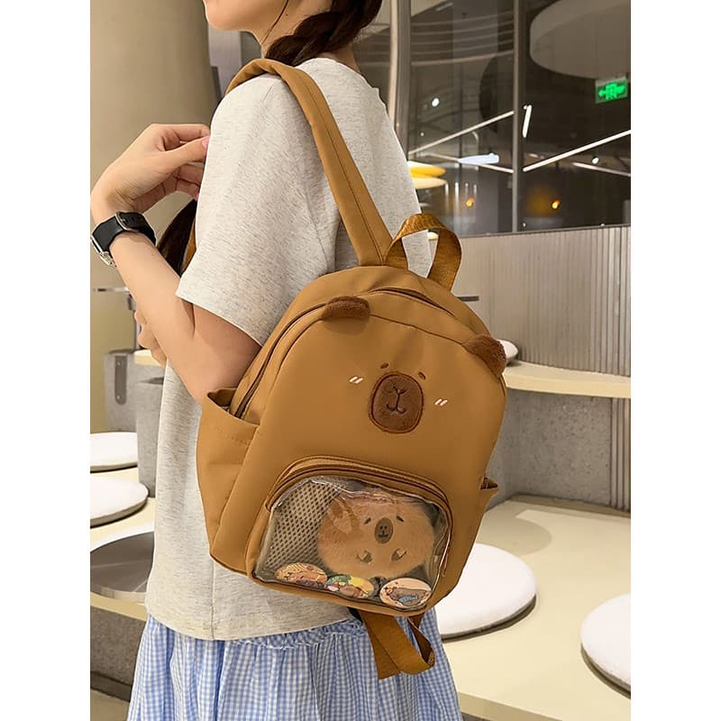 Novo macio bonito dos desenhos animados mochila de viagem luz bonito Kapi capivara pequena mochila viagem macio menina d