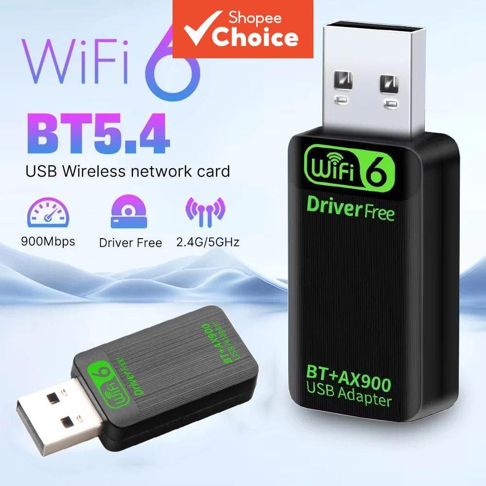 Adaptador USB WiFi 6 AX900 BT 5.4, Dual Band 2.4G/5G, Placa de Rede USB WiFi 2 em 1 Dongle Receptor Wireless sem