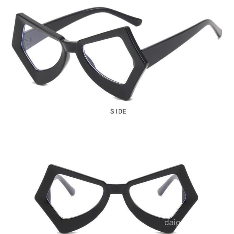 Óculos femininos com design de moda urbana personalizado, estilo borboleta irregular, com lentes azuis, formato côncavo