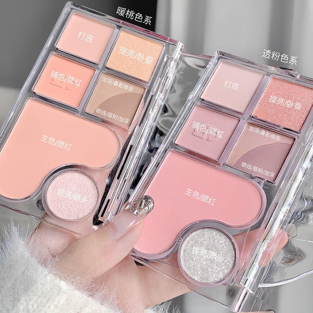 Gogo Bear Light Shadow Paleta de sombras abrangentes Luz fosca fosca genuína sombra delineador Blush paleta multifuncion