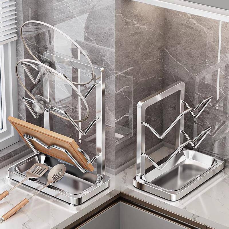 Aço inoxidável Multi-camada pote tampa prateleira bancada cozinha prateleira placa de corte espátula Placer armazenament