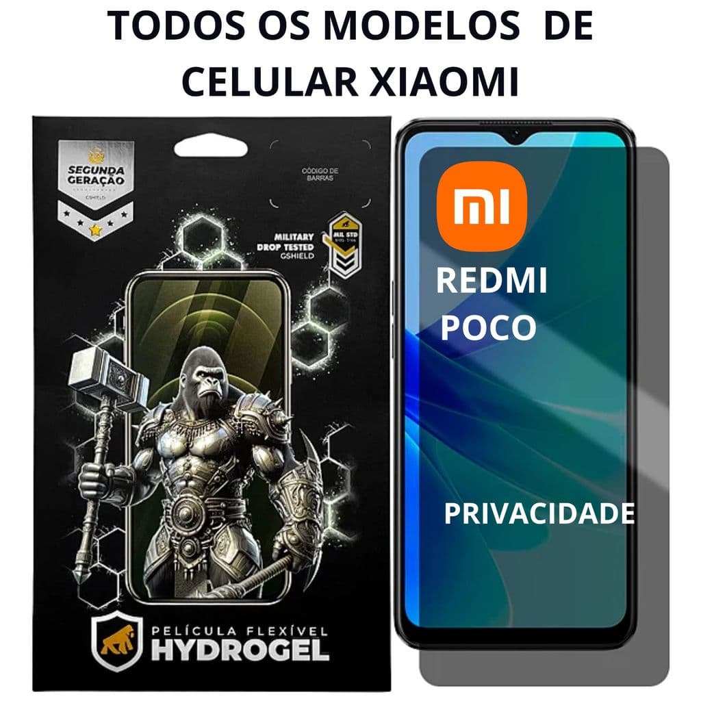 Pelicula Fosca privacidade de Hidrogel p Linha 14C X8 PRO MAX M8 PR8 Poco X6 X7 Note 14 Pro Redmi 15C Note 13 Pro Plus