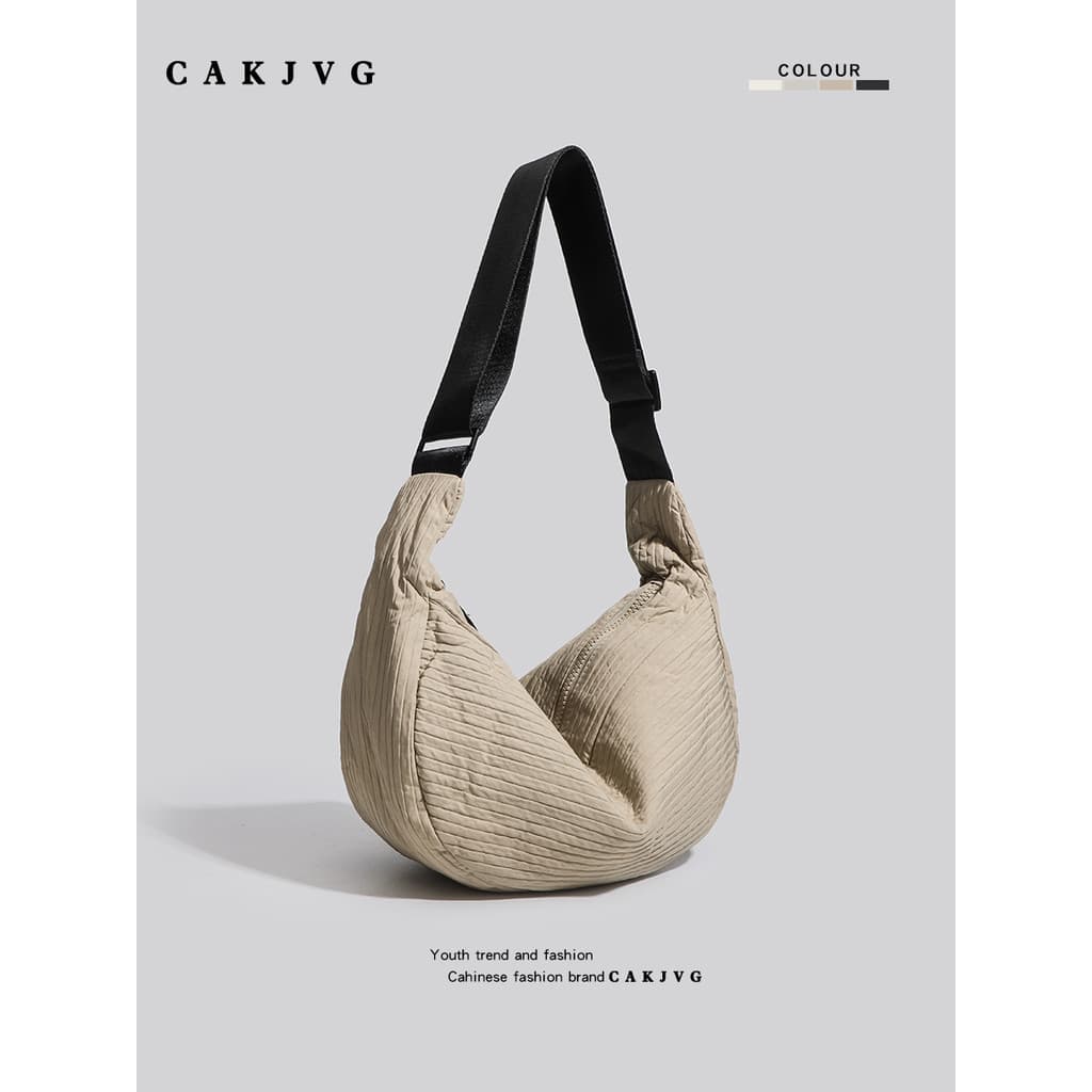 CAKJVG Coreano Leve Plissado Nylon Pano Bolsa 2024 Novo Estilo Casual Esportes À Prova D 'Água Ombro Crossbody Bolinho B
