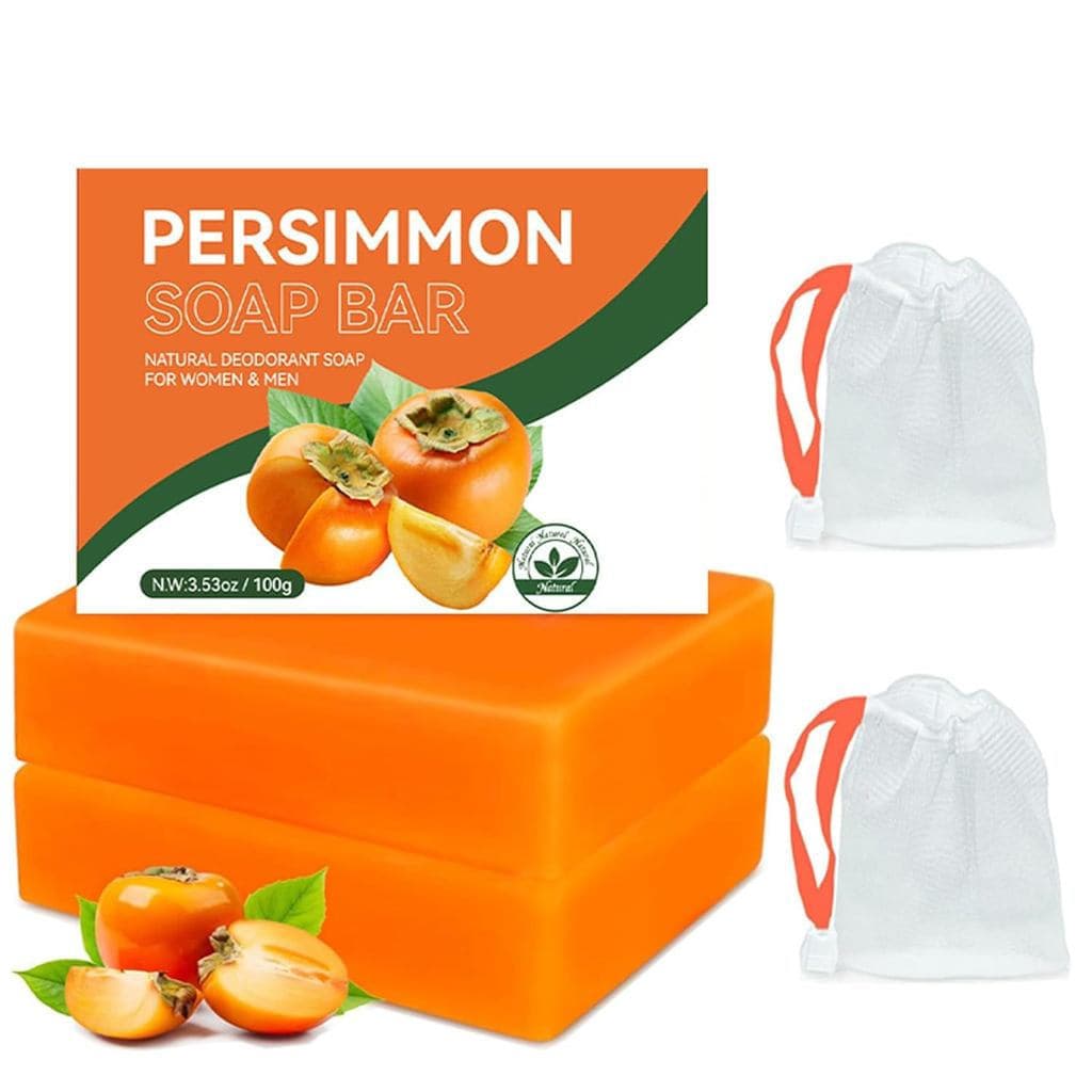 2 barras de sabonete de caqui para controle de odor corporal – e desodorante orgânico para idosos. Sabonete artesanal em