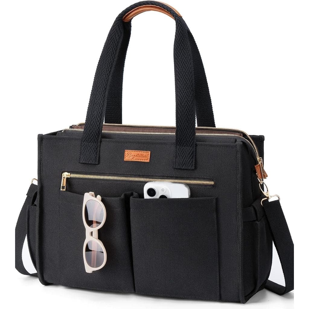 Bolsa de Lona Feminina, 15 Bolsos, Adequada como Bolsa para Laptop, Carteira, Bolsa Transversal Grande, para Bíbli