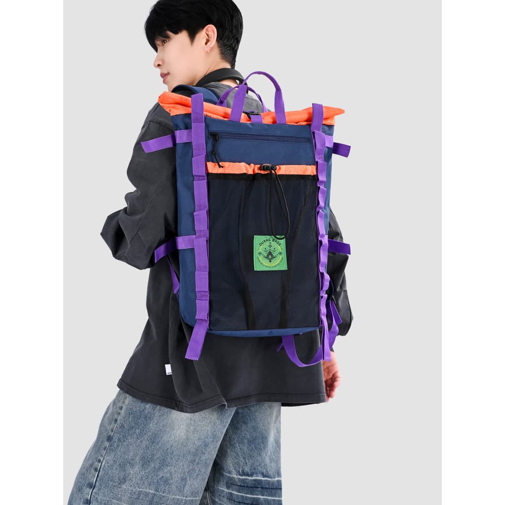Estilo funcional contraste cor mochila masculino feminino estudante grande capacidade saco de escalada ao ar livre à pro