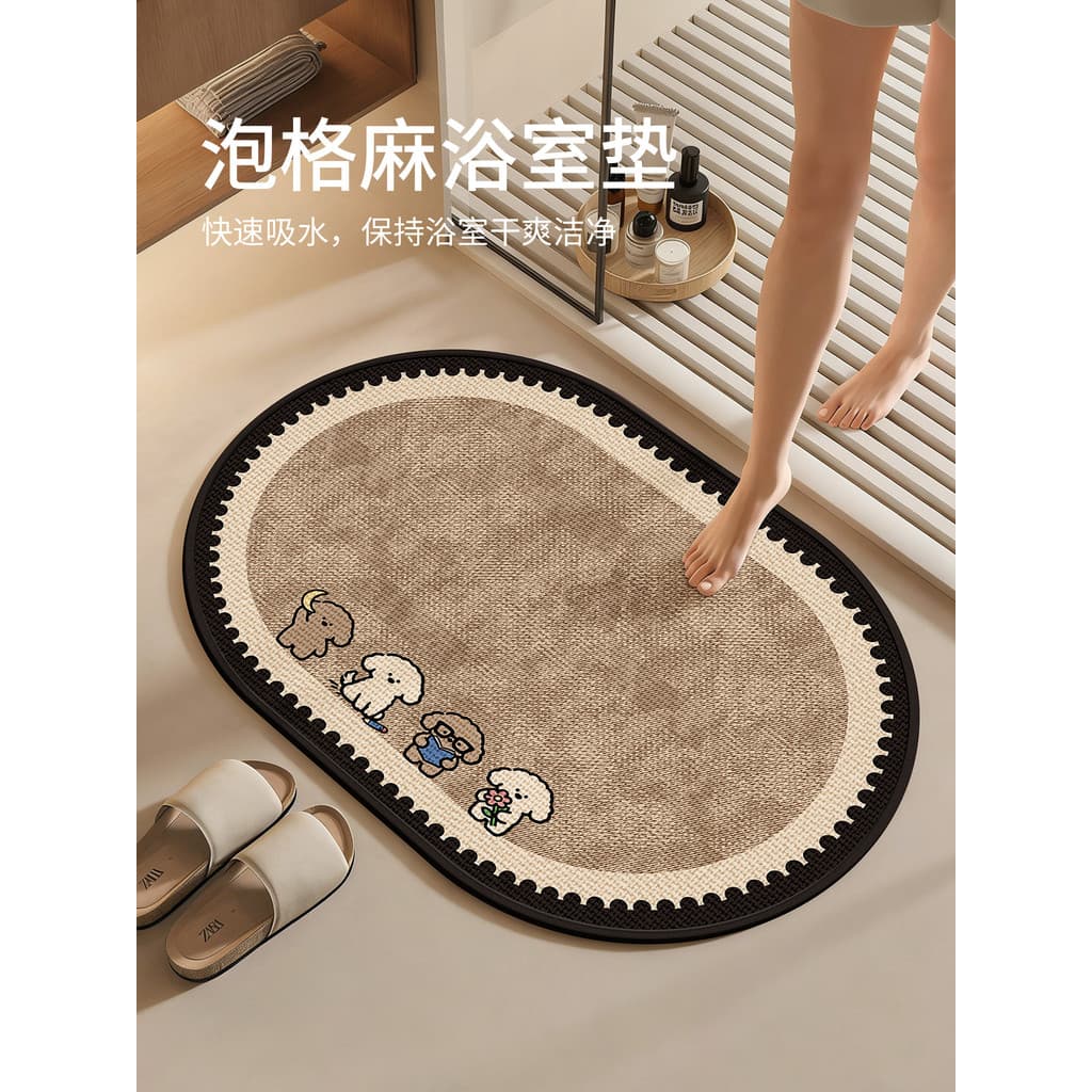 2026 novo estilo imitação de cânhamo banheiro tapete de porta de banheiro absorvente tapete de pé antiderrapante grosso