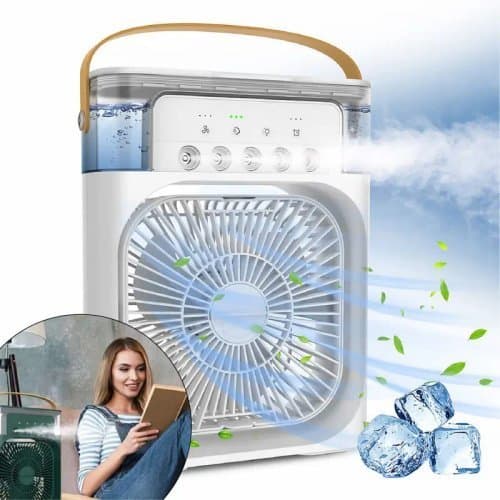 Ventilador Climatizador Portátil USB Compacto Silencioso Branco Resfriamento Eficiente