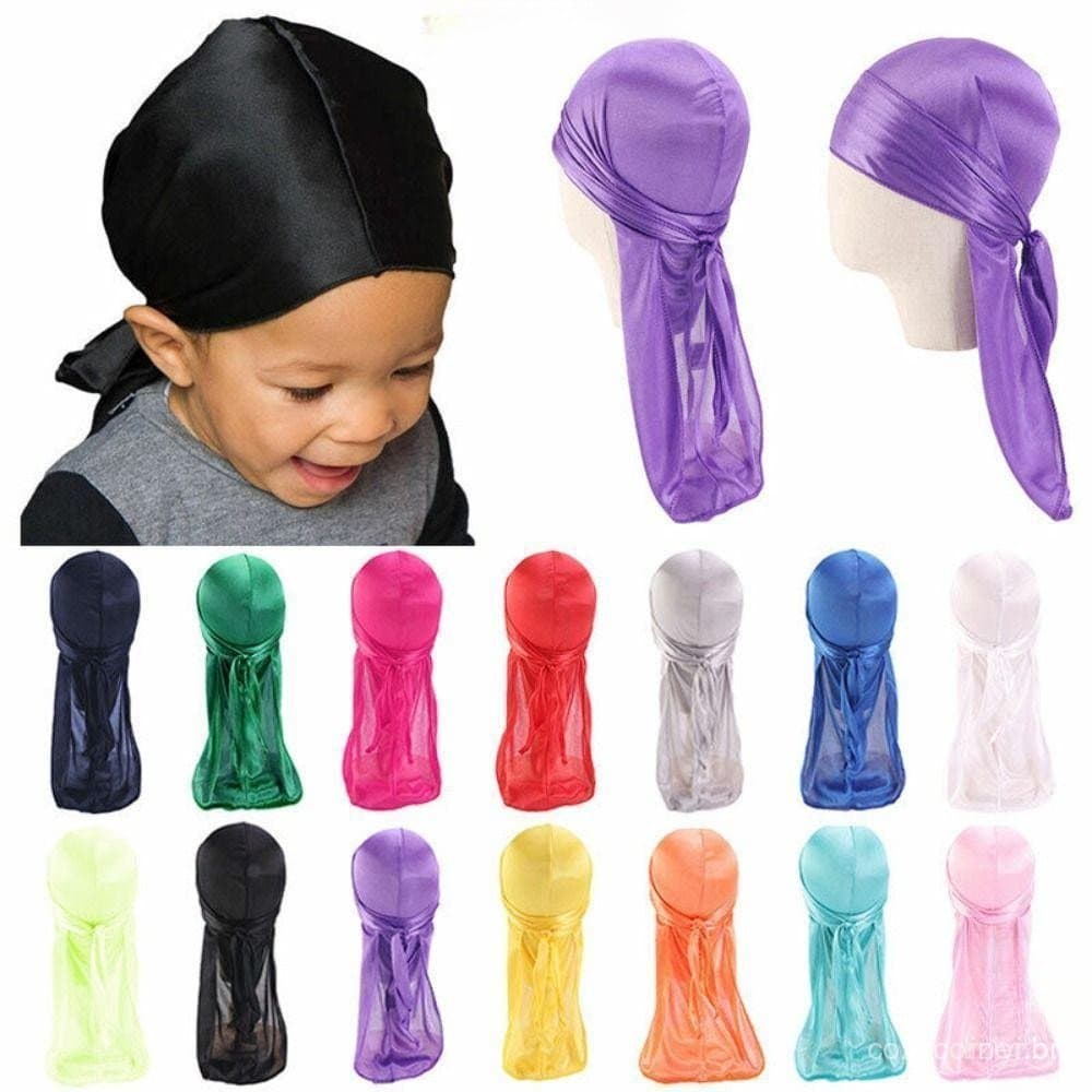 MEBEAUTYBR 2 Peças Chapéu Pirata , Imitação De Seda Durag Elástico Headwrap , Pré-Amarrado Hip Hop Bebê Turbante Hijab