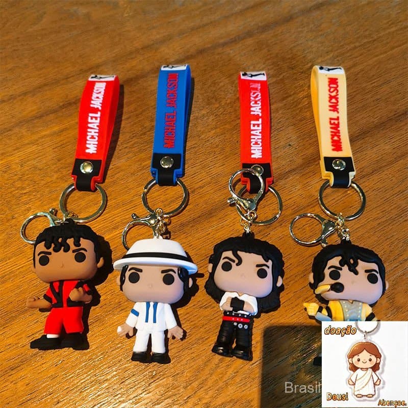 4 Estilo 7cm Criativo Rei Da Dança Michael Jackson Chaveiro Feito À Mão Porta-Chaves Pingente Chaveiros Acessórios De Bo