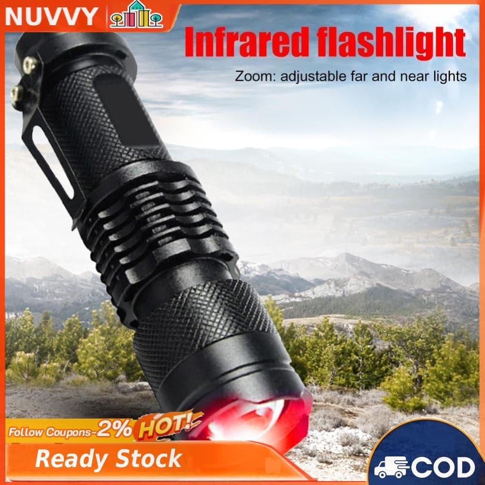 Lanterna LED Com Zoom Infravermelho , Alimentada Por Bateria , 850nm , Visão Noturna , Caça , Tocha , À Prova D'água