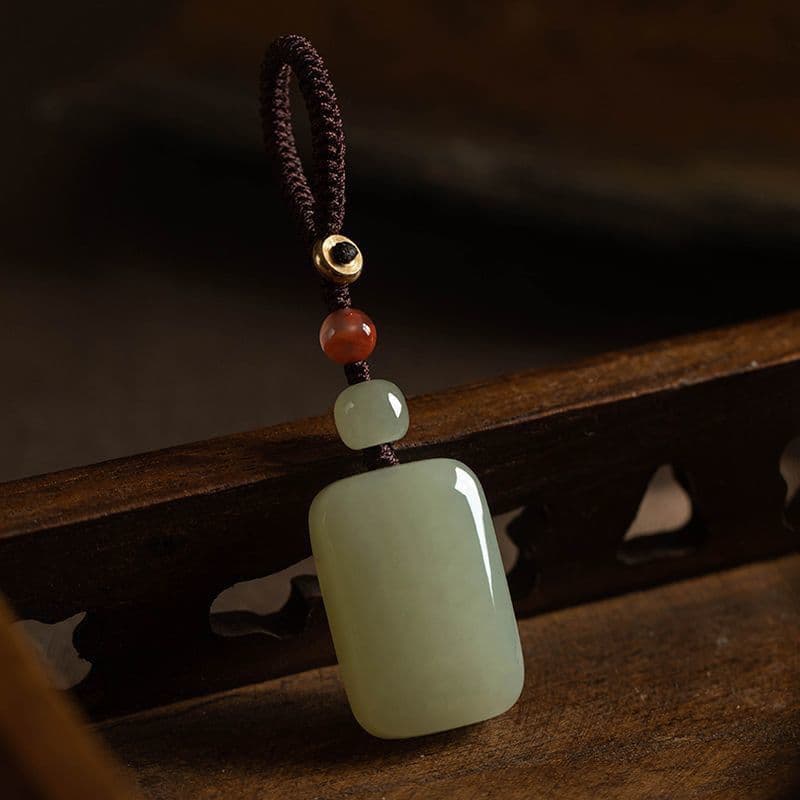 Pingente de Chaveiro de Carro Wushipai em Jade Hetian para Homens e Mulheres, Ornamento Suspenso Exquisito, Pingente de