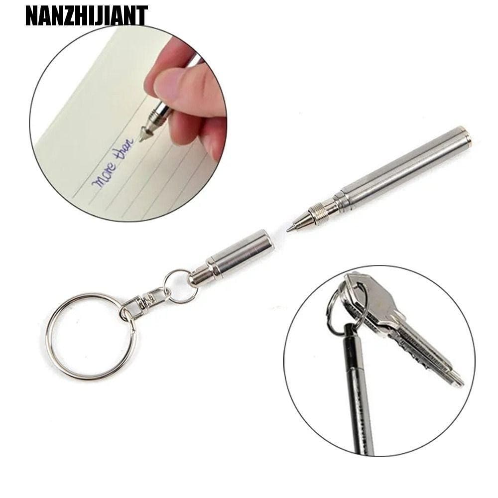 Canetas Esferográficas de Chaveiro, Caneta Multifuncional de Metal Telescópica, Escrita Manual HIU7