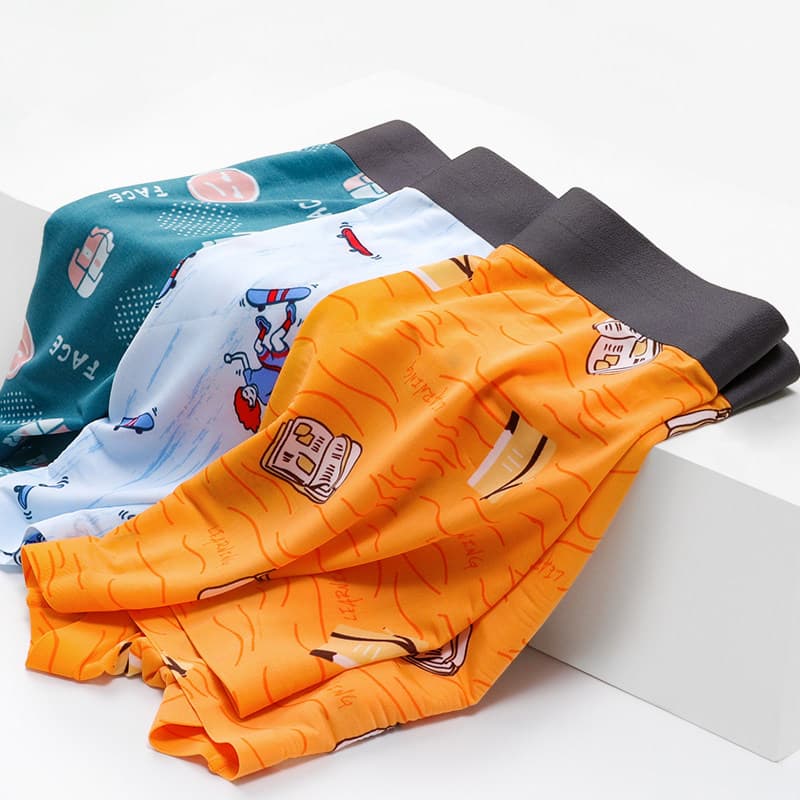 Cuecas boxer masculinas de seda gelo respirável confortável sem costura na moda tamanho grande verão boxer briefs cabeça
