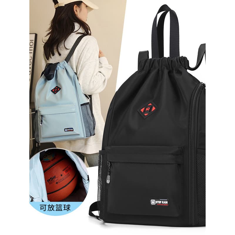 Grande capacidade saco de basquete esportes mochila dobrável saco de ginásio mochila cordão saco de viagem leve passeio