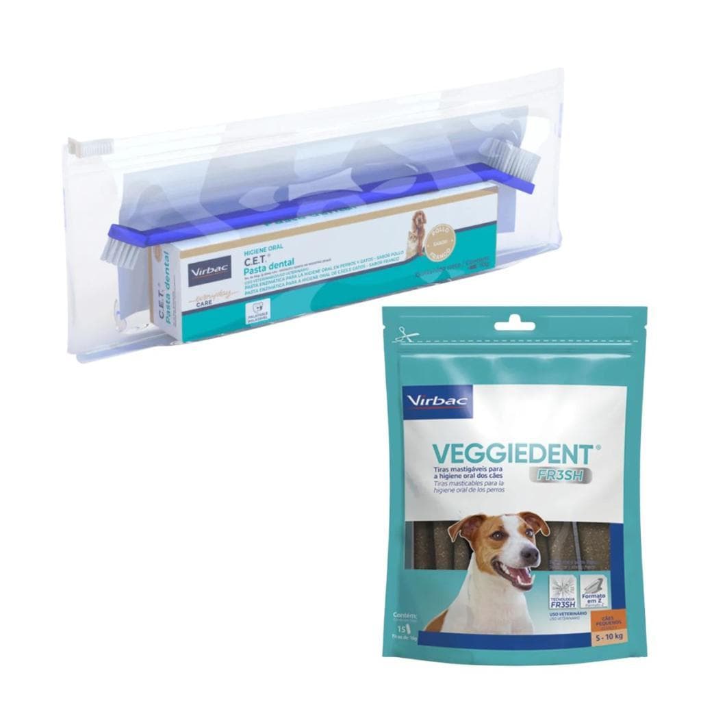 Kit Saúde Oral + Veggiedent Fresh Para Cães e Gatos Virbac