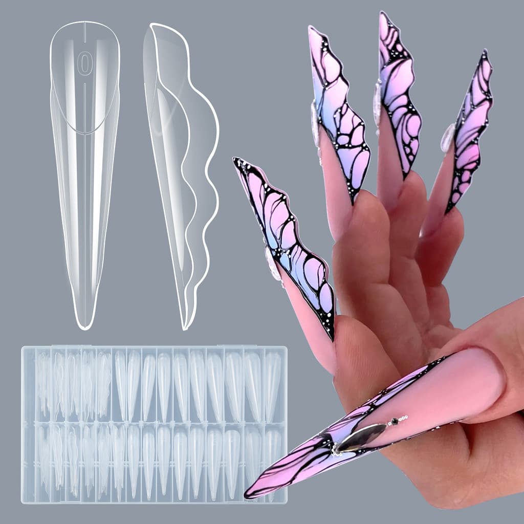 Molde de cristal para unhas, extensão de borboleta, molde para unhas, fototerapia rápida, suporte sem papel, vários tama