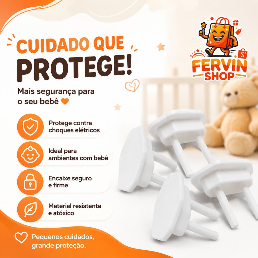 KIT COM 10/20/30 PROTETORES DE TOMADA PARA BEBÊS E CRIANÇAS PREVINE CHOQUE ELÉTRICO