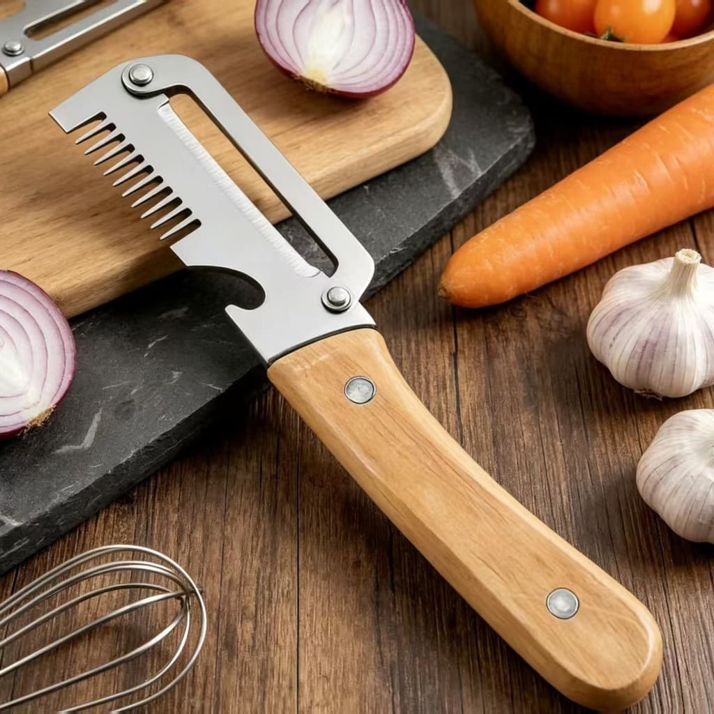 Cortador de cebola, triturador e descascador de aço inoxidável para uso doméstico, utensílio de cozinha para cortar cana