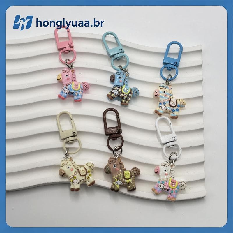 Prosperityussh 1/6 Unidades De Desenho Animado Nuvens Auspiciosas Pônei Chaveiro Fofo Ano Do Cavalo De Resina Bolsa Ping