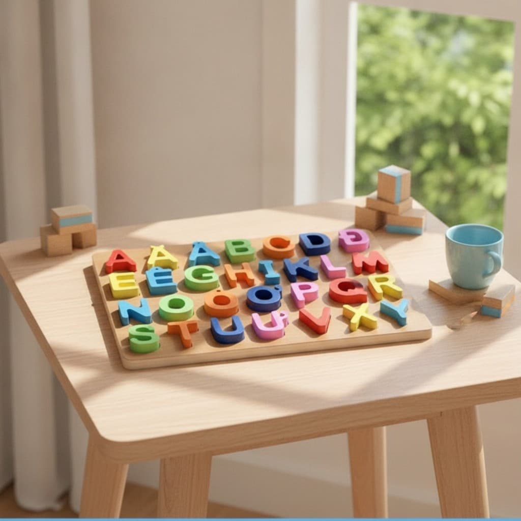 Alfabeto Quebra-Cabeça Colorido Correspondência Jogo Carta Brinquedo Tátil Interativo Para Pré-Escolares , Sala De Aula
