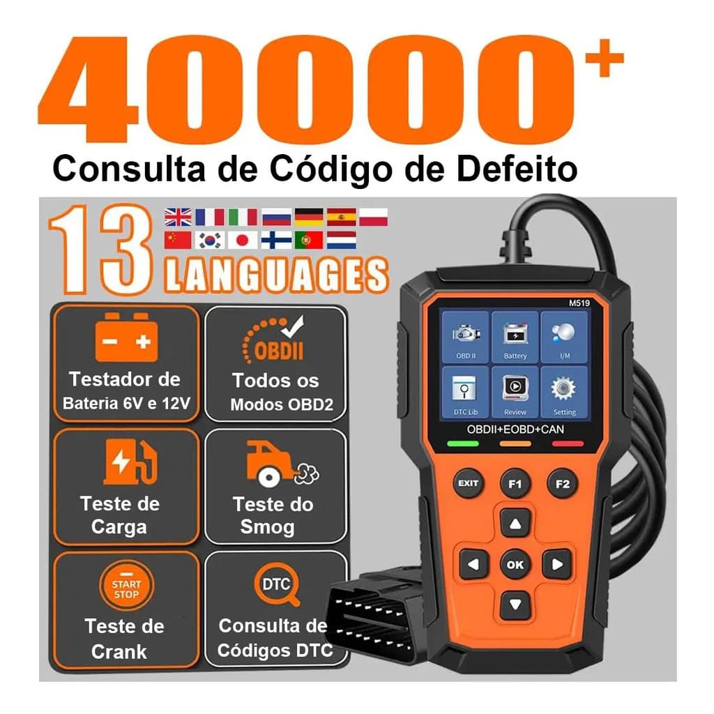 Scanner Automotivo M519 Profissional Obd2 Portugues