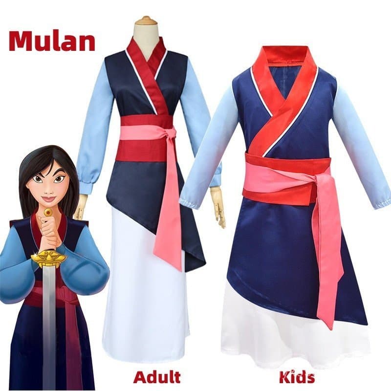 Fantasia Tradicional de Quimono da Mulan do Filme da Disney para Crianças, Adultos e Mulheres, Cosplay de Halloween, Ves