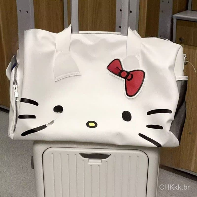 HelloKitty Cartoon Cute Big Bag Gravata Borboleta De Um Ombro Hello Kitty Bolsa De Ginástica Portátil Viagem Crossbody