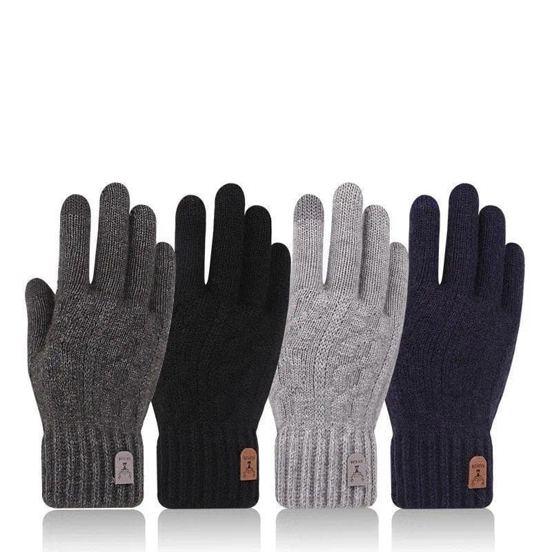 Novas Luvas Quentes Masculinas Inverno Tela Sensível Ao Toque Mais De Lã Malha Quente E Fria