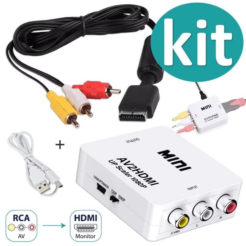 Cabo Componente PS1 PS2 PS3 Com Conversor RCA AV Para HDMI