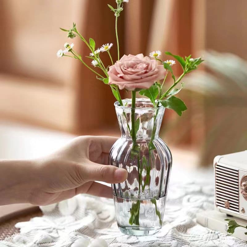 [Conjunto de três peças] Mini vaso de vidro estilo Ins para plantas verdes hidropônicas, decoração de mesa, ornamento tr
