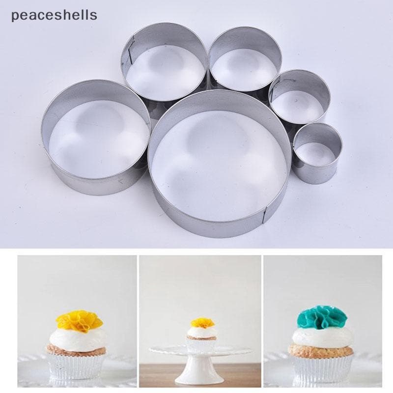 6 Pçs Forma Redonda Molde Mousse Anel Cortador De Bolo De Aço Inoxidável Assar Utensílios