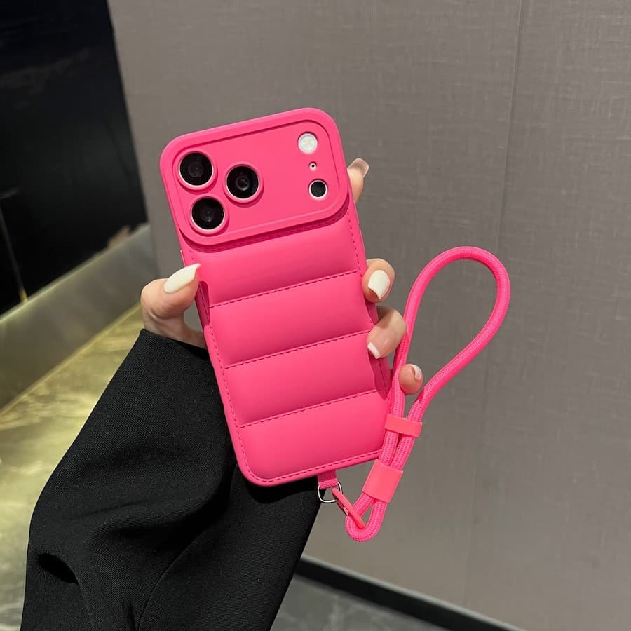 Simples Cordão Caso De Telefone Para iPhone 17 16 15 14 13 12 11 Pro Max Ar Plus Alça De Pulso Baixo Casos De Jaqueta