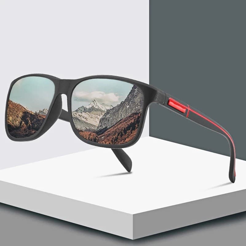 Óculos de Sol Polarizados Masculinos com Armação Quadrada, Óculos de Sol para Pesca e Condução, Proteção UV400