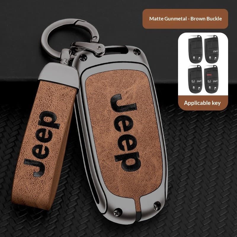 Capa protetora para chave de carro em liga de zinco, adequada para chaveiro Jeep Renegade Compass Grand Cherokee Command