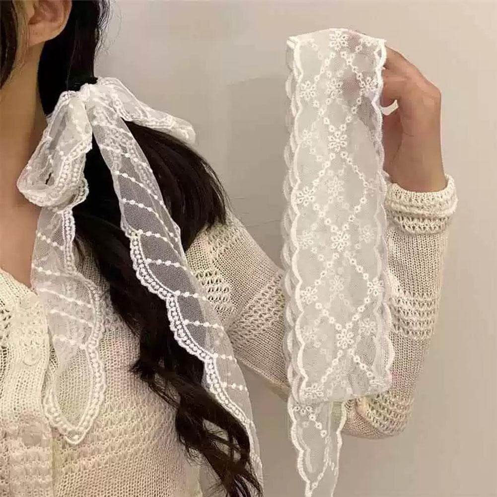 Arco Laço Bandana Esvoaçante Feminino Verão Ambiente Cachecol Cabelo Amarrado Seda Estilo Longo Rústico Y9f2