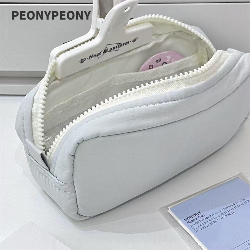 Lápis PEONY , Bolsa De Caneta De Grande Capacidade Com Design De Zíper , Estudantes Portáteis De Caixa Cor Sólida