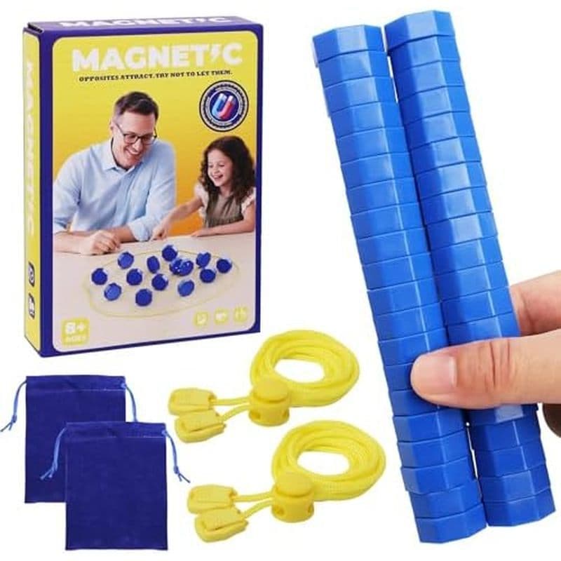 Jogo De Xadrez Magnético Atualizado Com 40 Pedras Magnéticas & amp ; 2 Cordas Ajustáveis – Estratégia Portátil Para Noit