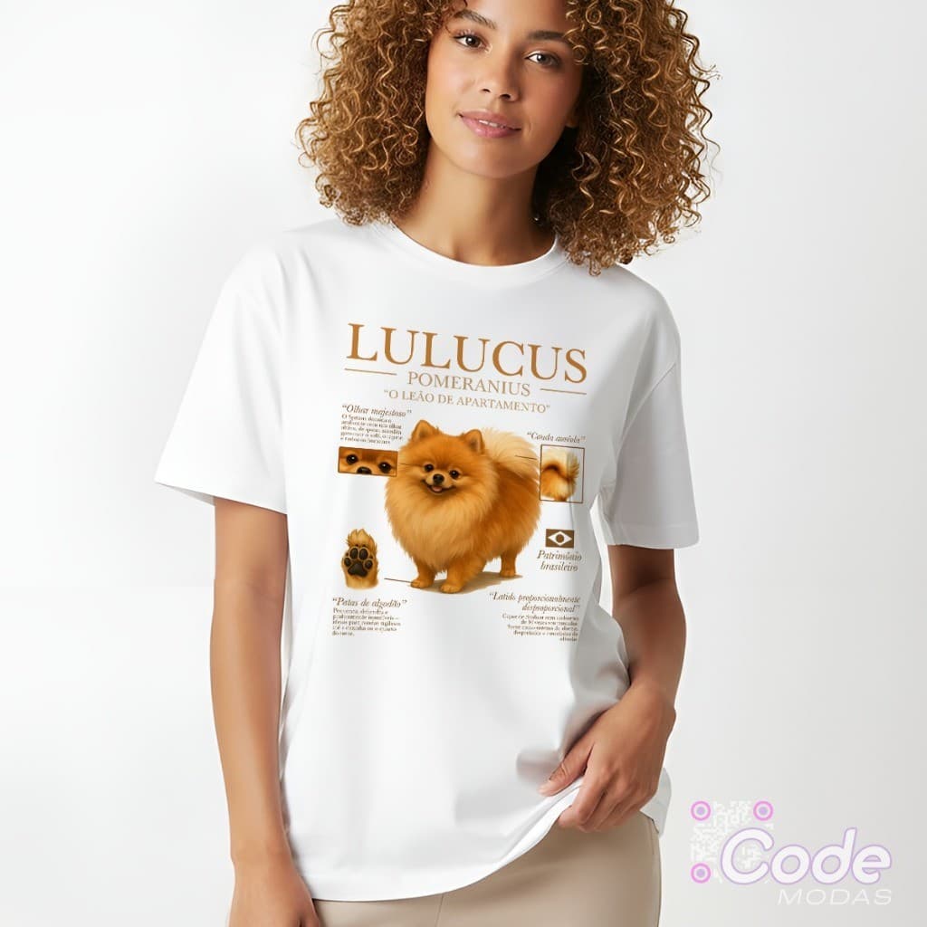 Camiseta Unissex 100% Algodão Lulu Da Pomerânia (Spitz Alemão)