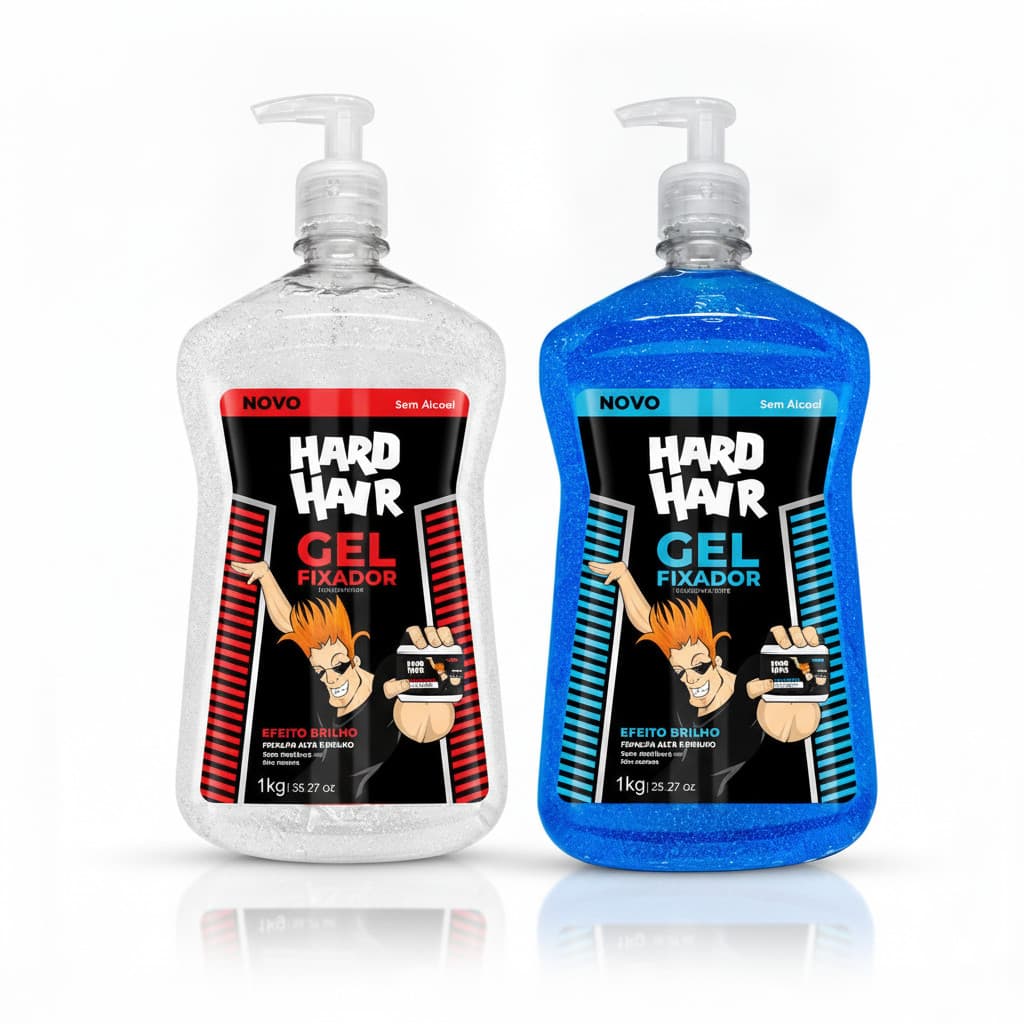 Gel Fixador Hard Hair 1kg Transparente + Azul – Fixação Forte