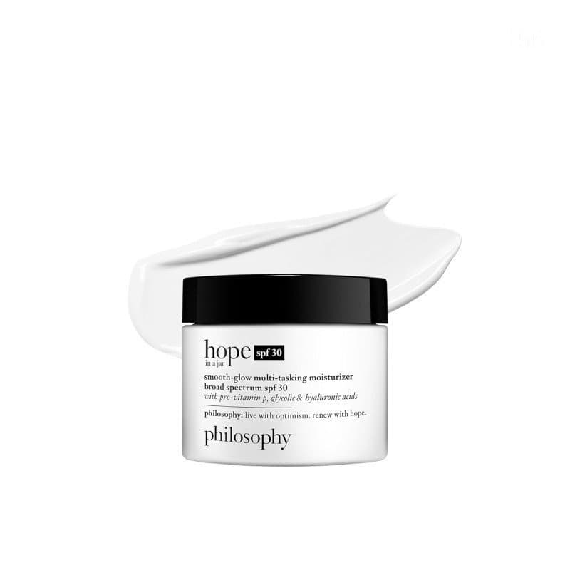 Philosophy Hope in a Jar Smooth-Glow Hidratante Facial Multifuncional + FPS 30 - com pró-vitamina P, ácido glicólico e á